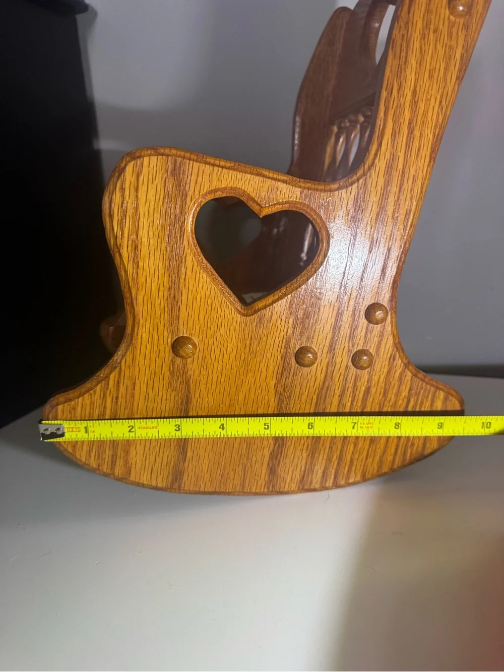 Handcrafted Oak Heart Rocking Chair Accent - Oak Finish